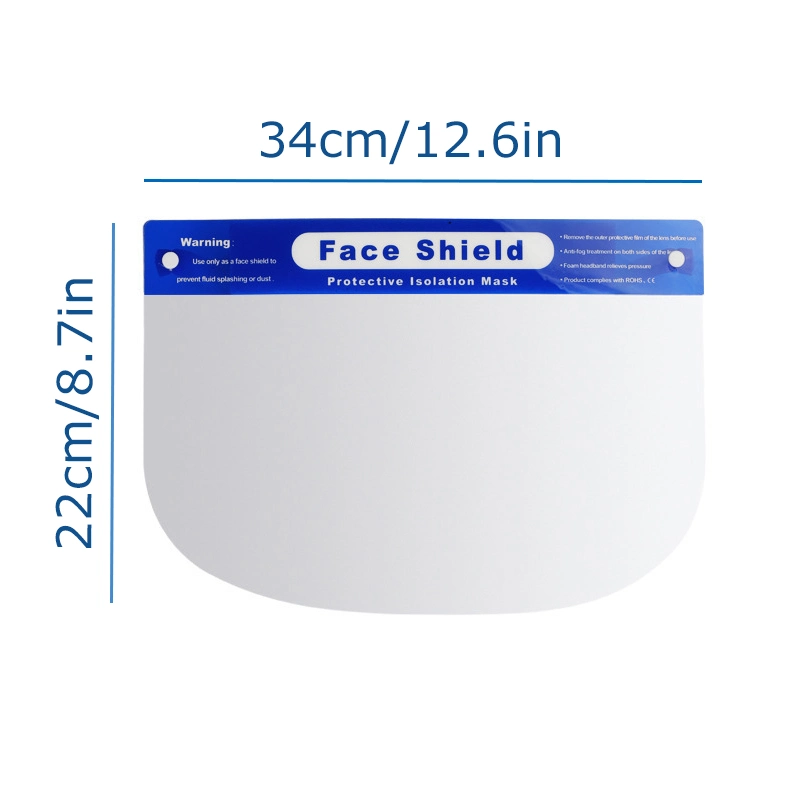 Transparent plastic Protection Face Shield Isolation Anti-Fog Full Face Shield with Sponge, in Stock