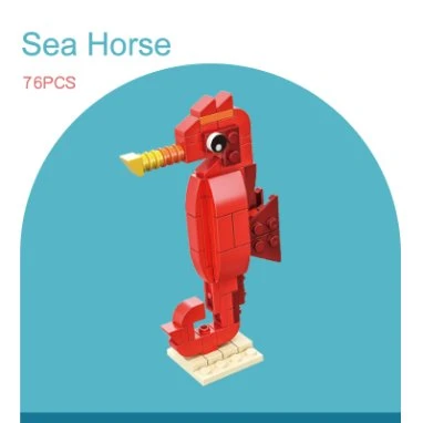 WOMA Toys Venta al por menor niños de montar sea Horse Toy Modelo de animales ladrillos bloques de construcción MOC Game Shop plástico presente Juguetes Juguetes