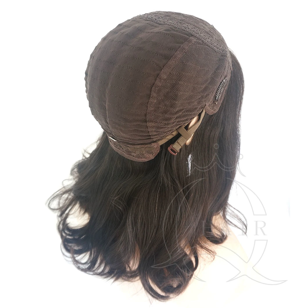 A18 polegadas Natural Color Wig Human Hair Wig densidade média Standard 4X4 Jewish Wigs Sheitel Israel Wigs Custom Wigs Fábrica Brasileira cabelo humano