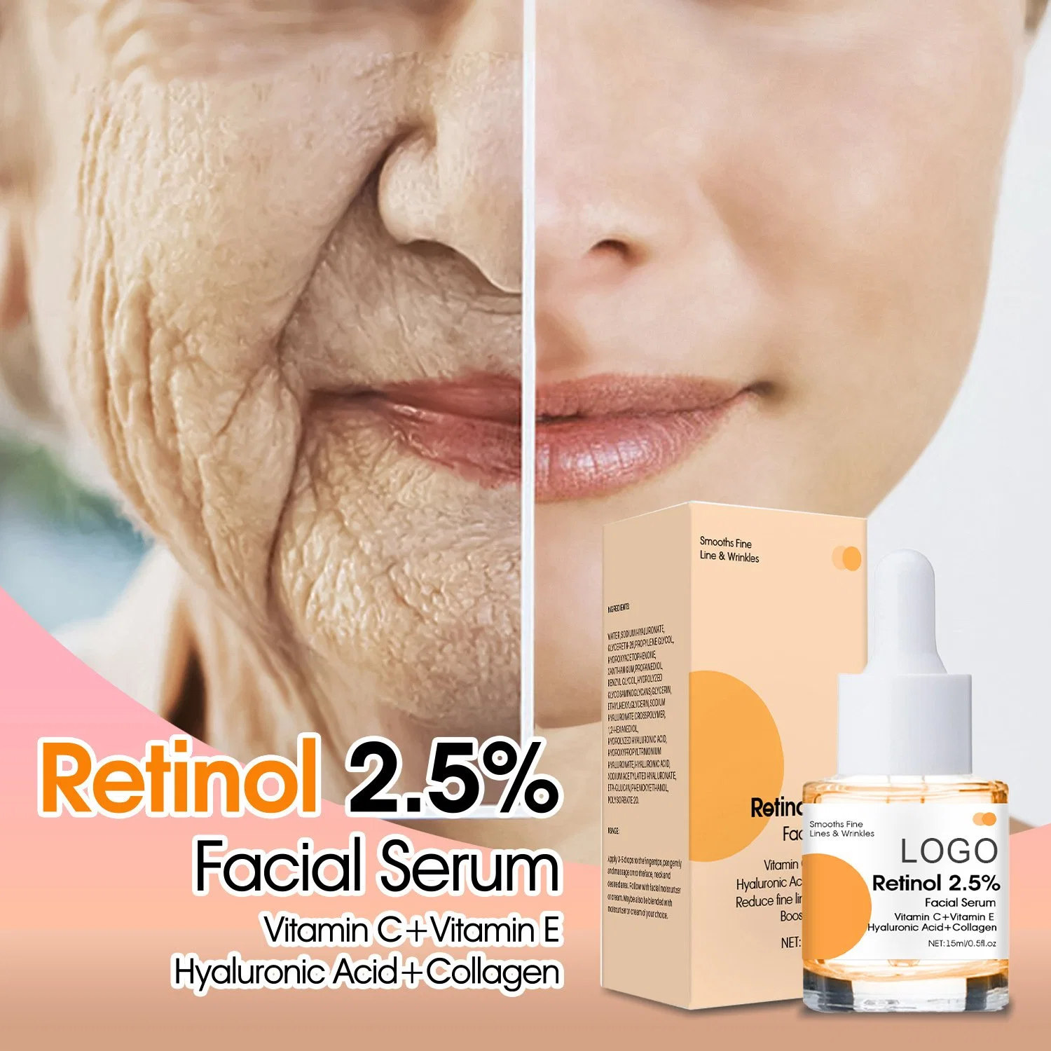 Beleza cosméticos cuidados da pele Anti envelhecimento vitamina e ácido hialurônico Retinol soro