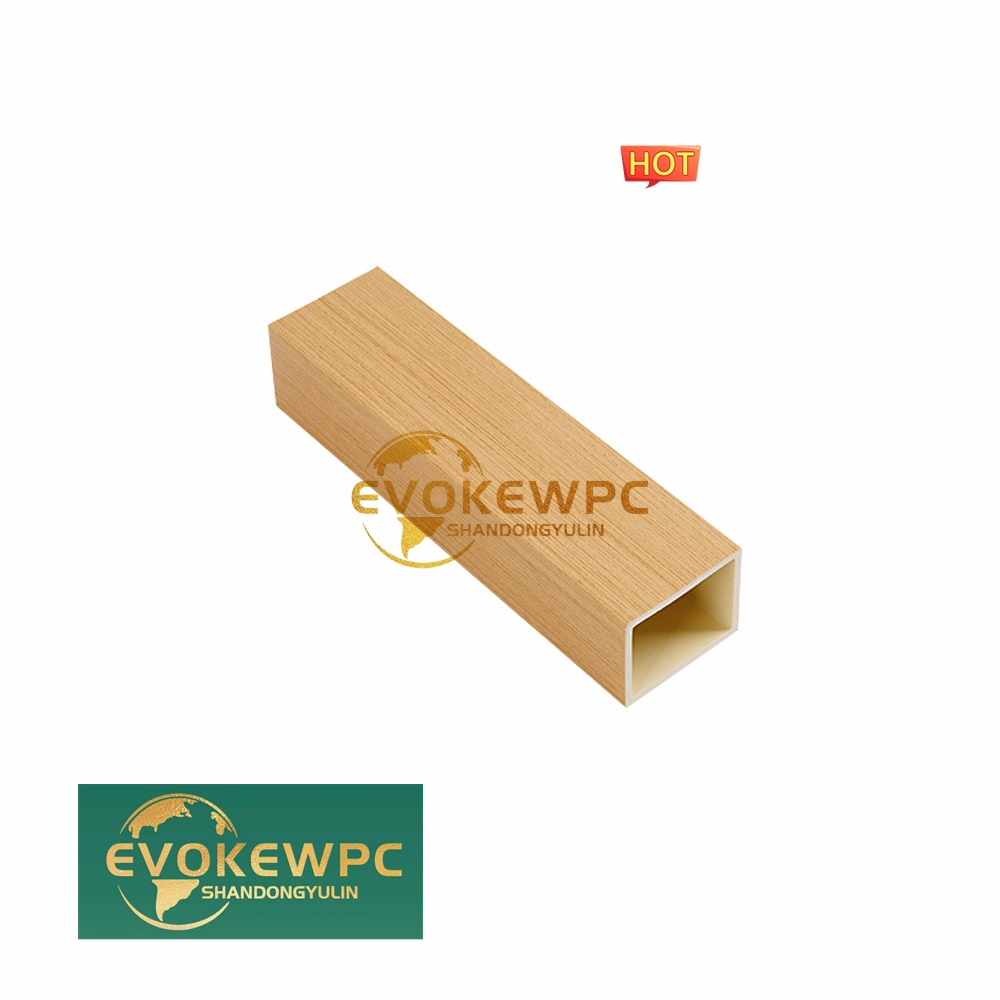 Evocan WPC madera marco compuesto de plástico resistente al agua tubo cuadrado de Material de madera hueco del tubo de Madera de textura