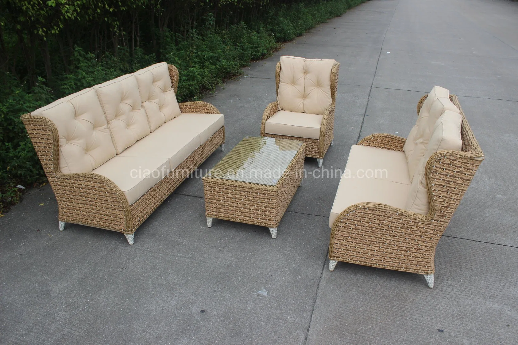 4PCS Beautiful Leisure Garden Hotel Rattan Sofa Set Outdoor Furniture