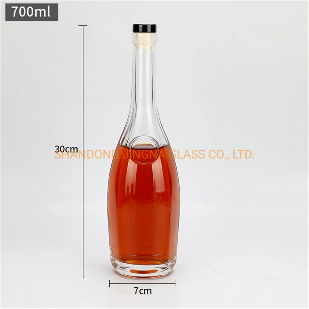 Factory Price 750ml 750g Hard Glass Vodka/Liquor/Spirit/Whisky Bottle with Cork Caps