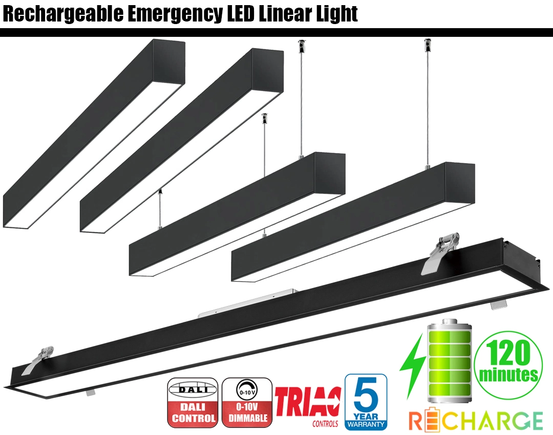 0-10V Triac Dimming Emergency with 4400mAh Lithium Battery Super Bright LED Linear Pendant Tube Light 20W 40W 50W