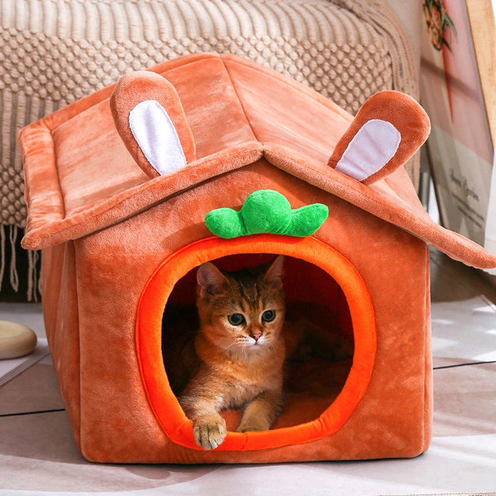 Amazon hot продажа домашних животных кровати зимой удобный стиль рисунка хлопка Cat House Pet Dog Cat Хлопок гнездового кровать