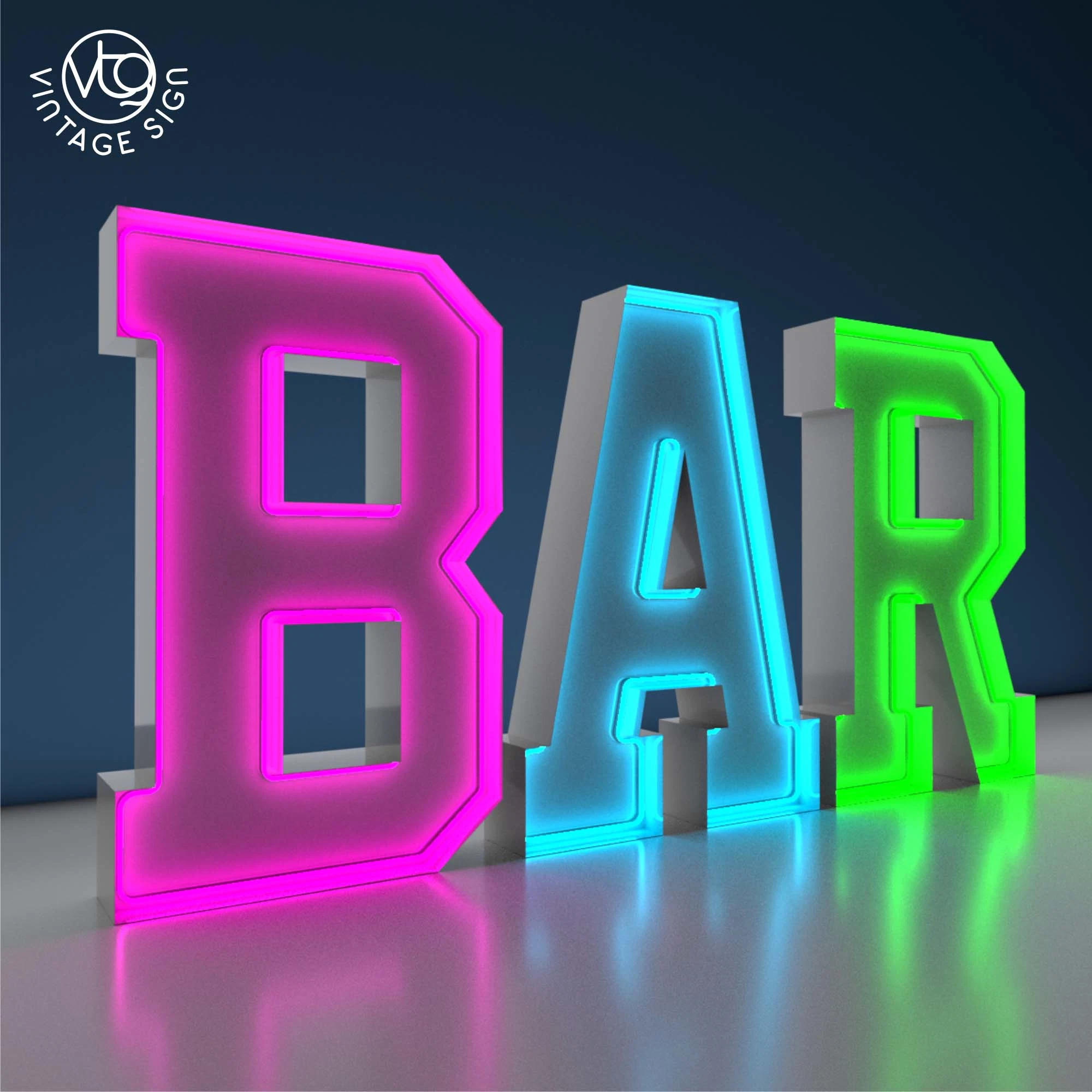 Bar Decor Wall Mounted Steel Frame White Neon Letters Sign