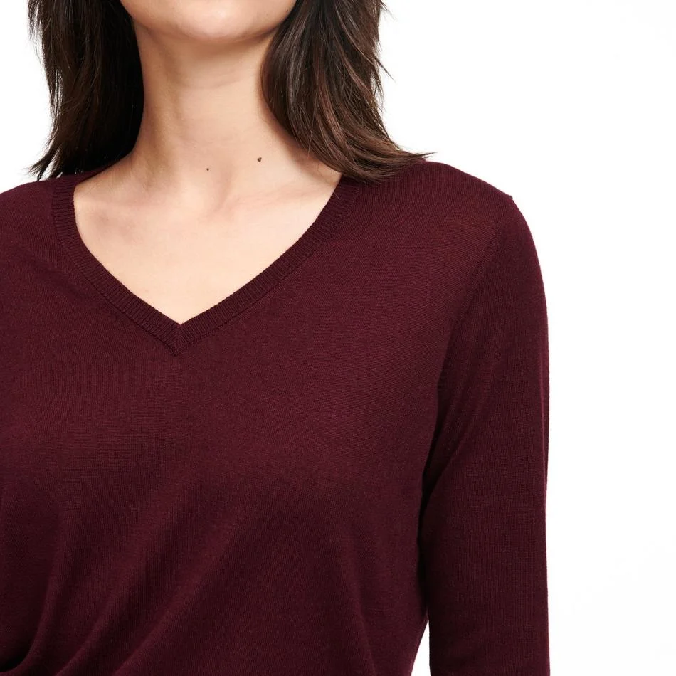 Ladies Fashion Lightweight V-Neck Silk Cashmere Pullover