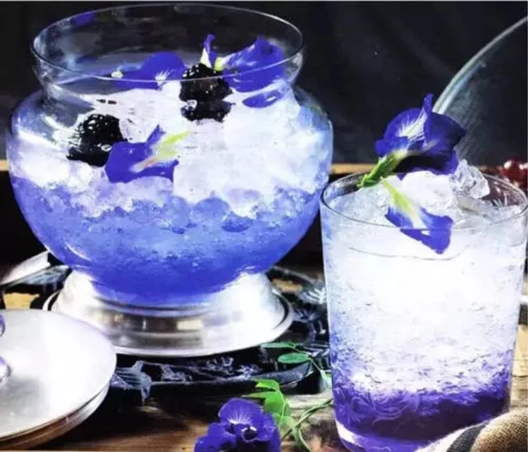 Dried Blue Butterfly Pea Flower Tea Detoxifying Reducing Bloating Healthy Drinking