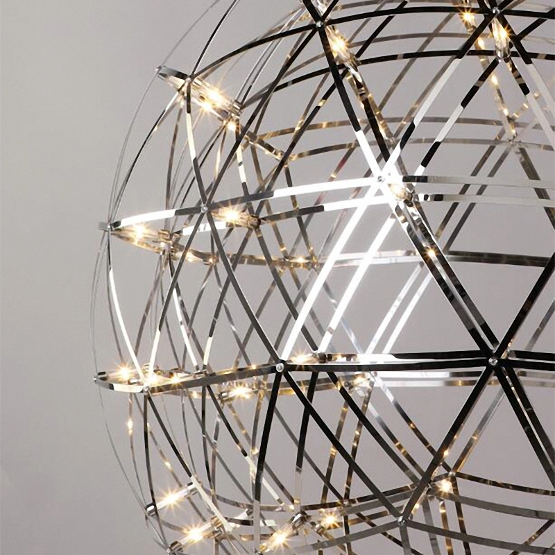 Modern Stainless Steel Ball Firework Restaurant Villa Hotel Project LED Chandelier Pendant Lighting