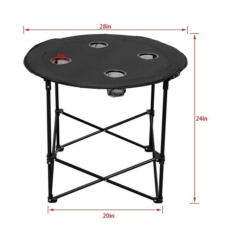 Outdoor High Quality Stable Cmaping Round Table with 4 Drink Cup Holders