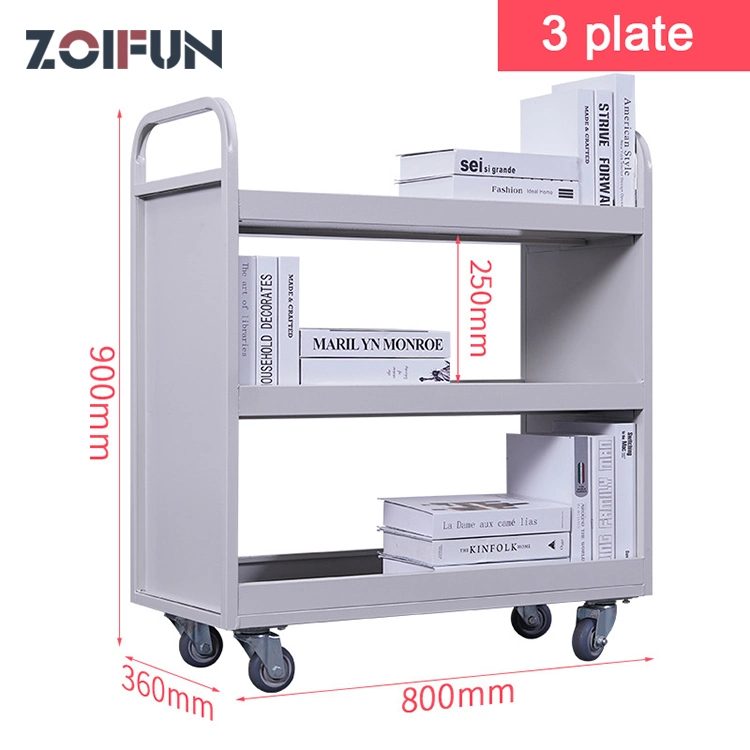 School Furniture Library Book Trolley Hotel Food and Vegetable Healthy Tow Layers Metal Trolley