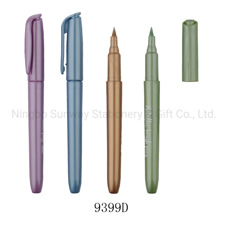 Luxury Gift Promotion Plastic Logo Brush Tip Highlighter Ball Pens