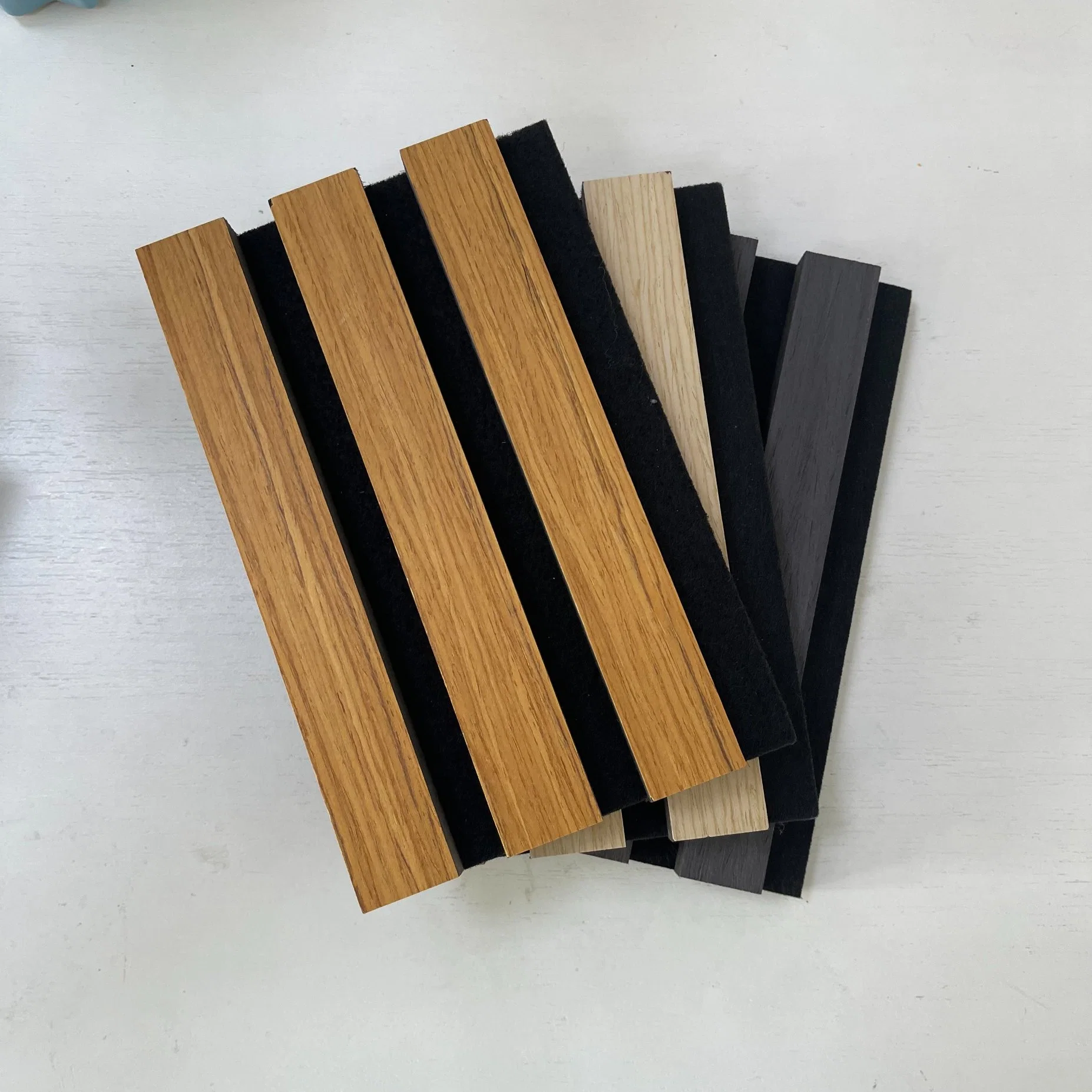 Pet Wooden Composite 3D Wall Decorative Soundproof Panels Veneer Slatted Acoustic Board
