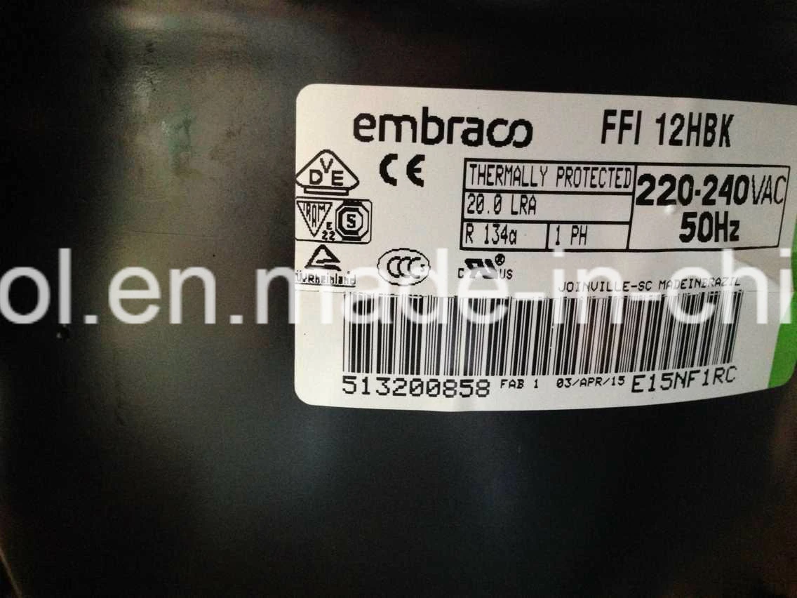 R134A 220-240V Embraco 1/2HP Compressor Ffi12hbk