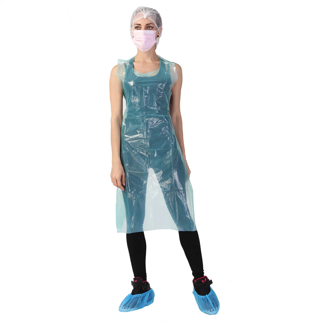 Top Quality Disposable CPE Isolation Gown Waterproof CE FDA with Tie on Back with Elastic Cuff