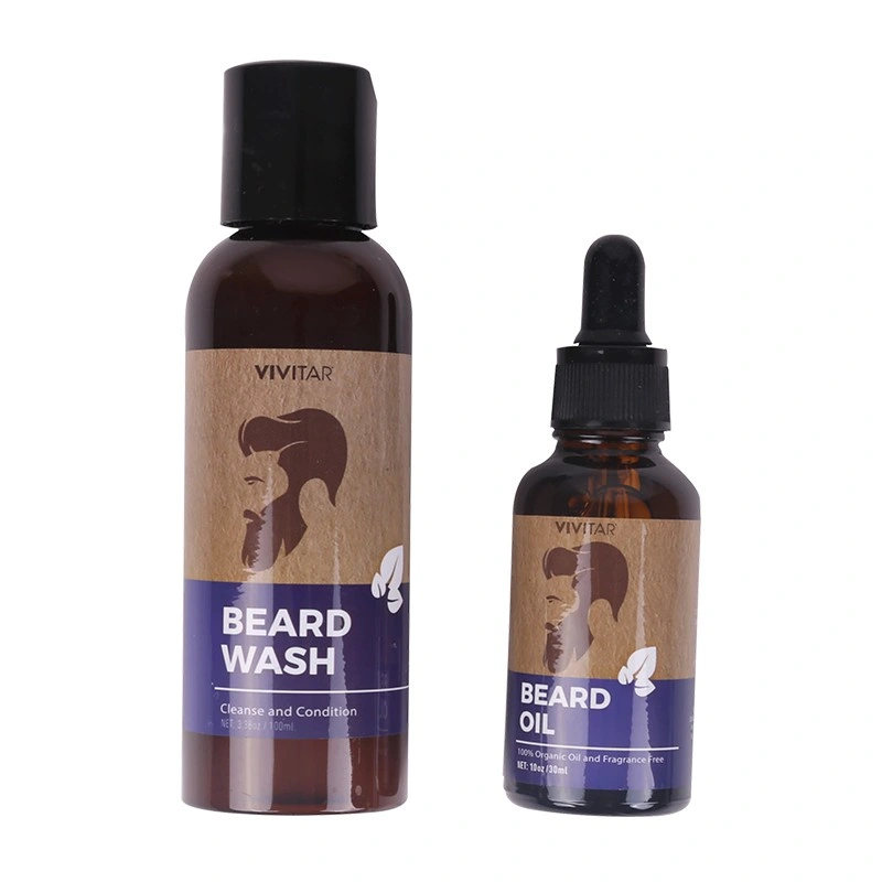 30ml aceite de barba 100ml lavado de barba 1 paquete triple hoja Juego de regalo de hombre de cortapelos con cepillo de barba de afeitar desechable