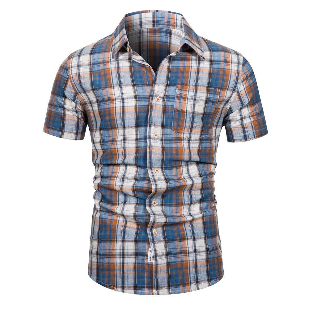 Hombres camiseta Plaid 100% algodón de Verano de manga corta camisas para hombres moda casual de negocios sociales camiseta para hombres