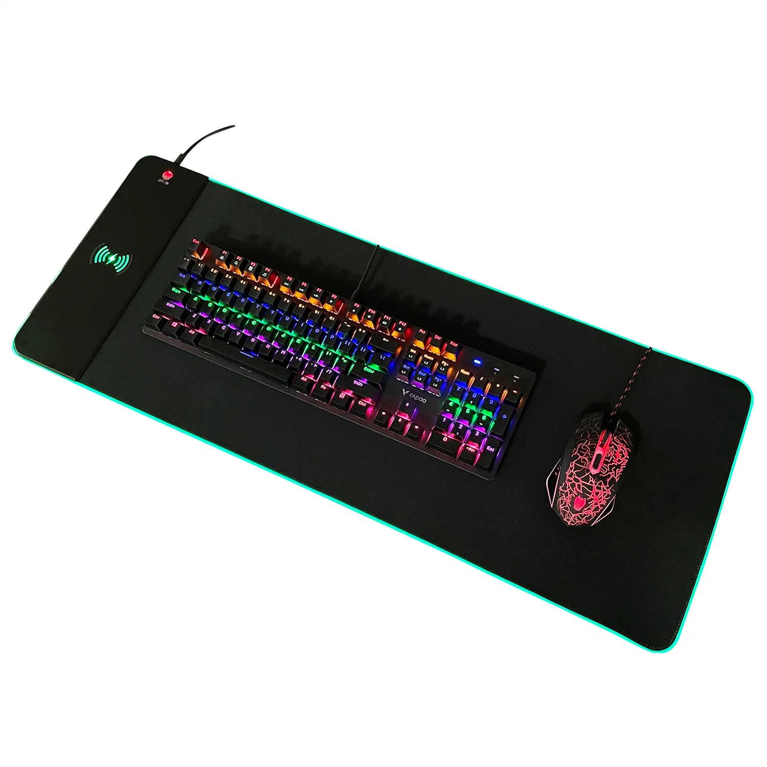 Rápido personalizada 15W Teclado de carga inalámbrica para juegos de luz LED RGB de la alfombrilla de mouse pad con cargador inalámbrico Desk Mat