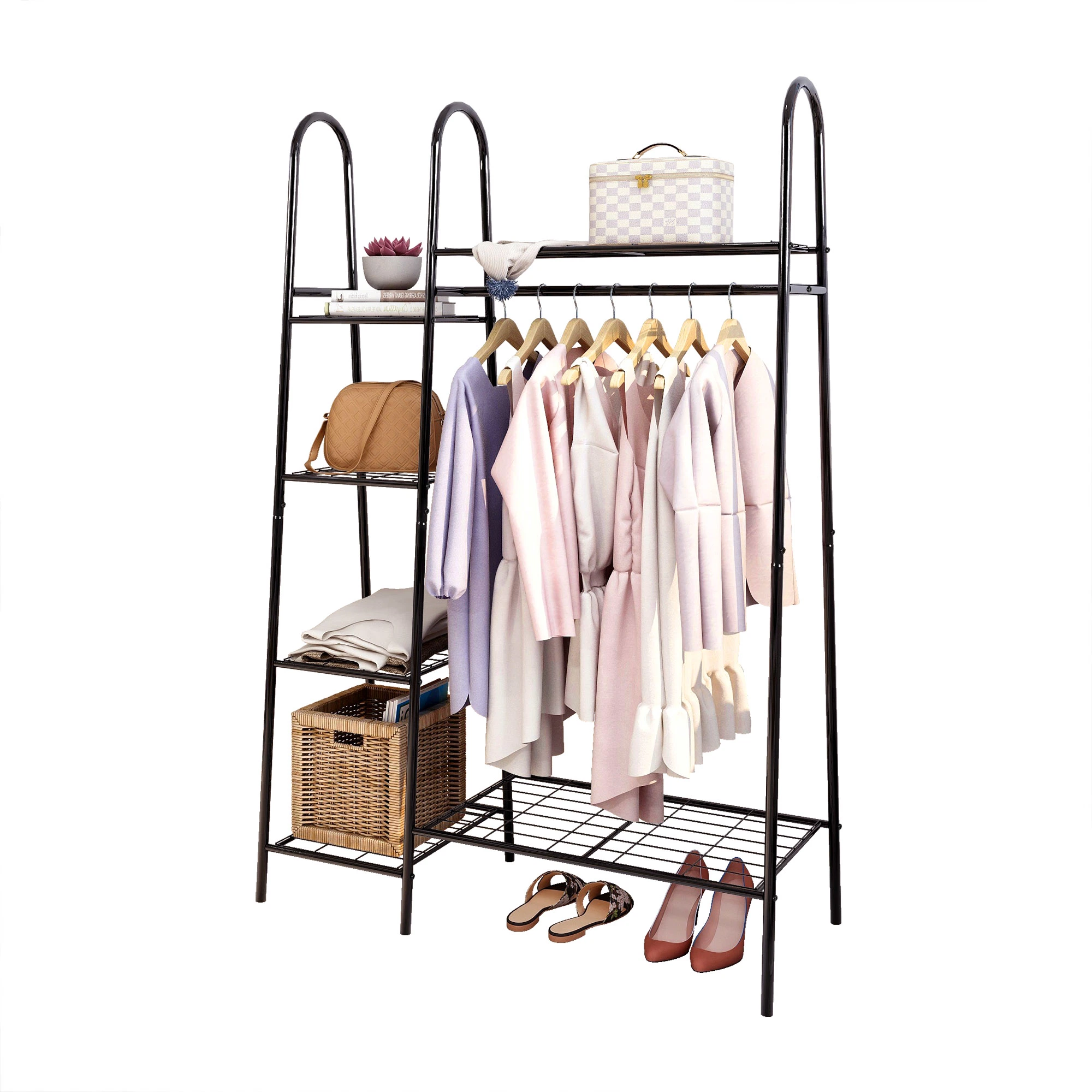 Floor-to-Ceiling Simple Iron Coat Rack