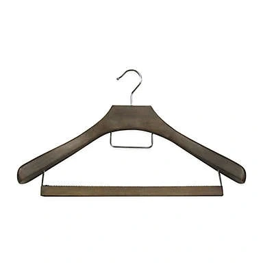 Suit Hanger with Non-Slip Wooden Bar in Walnut