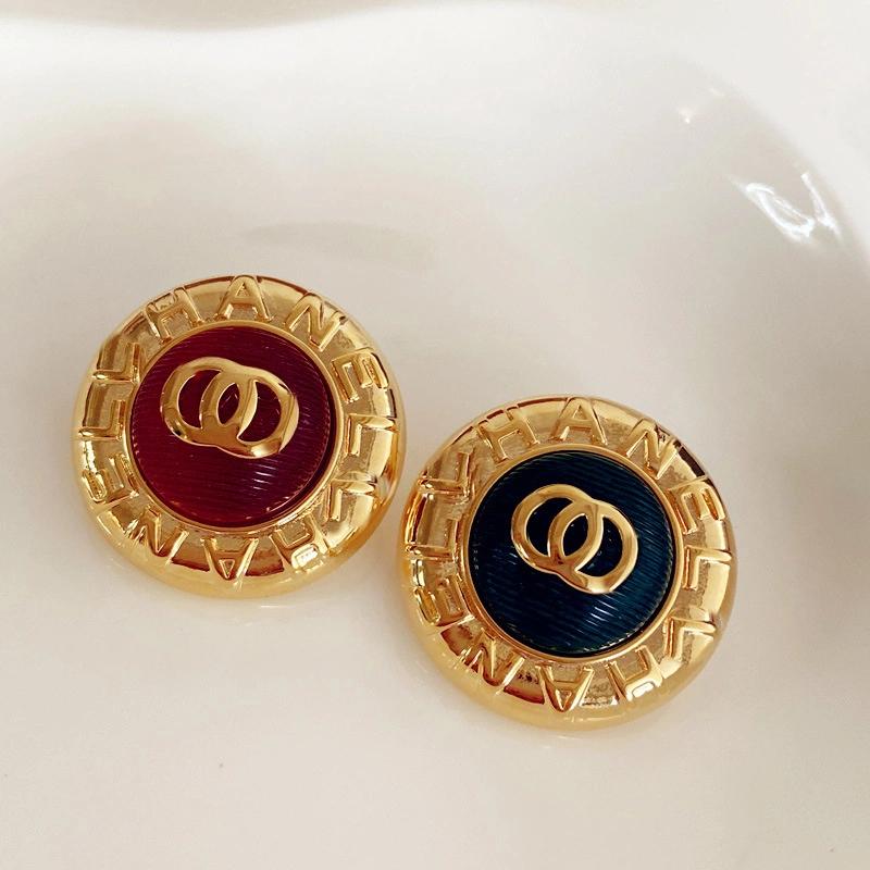 Fashion French Classic Chinese C Embossed Letter Earrings Jewelry