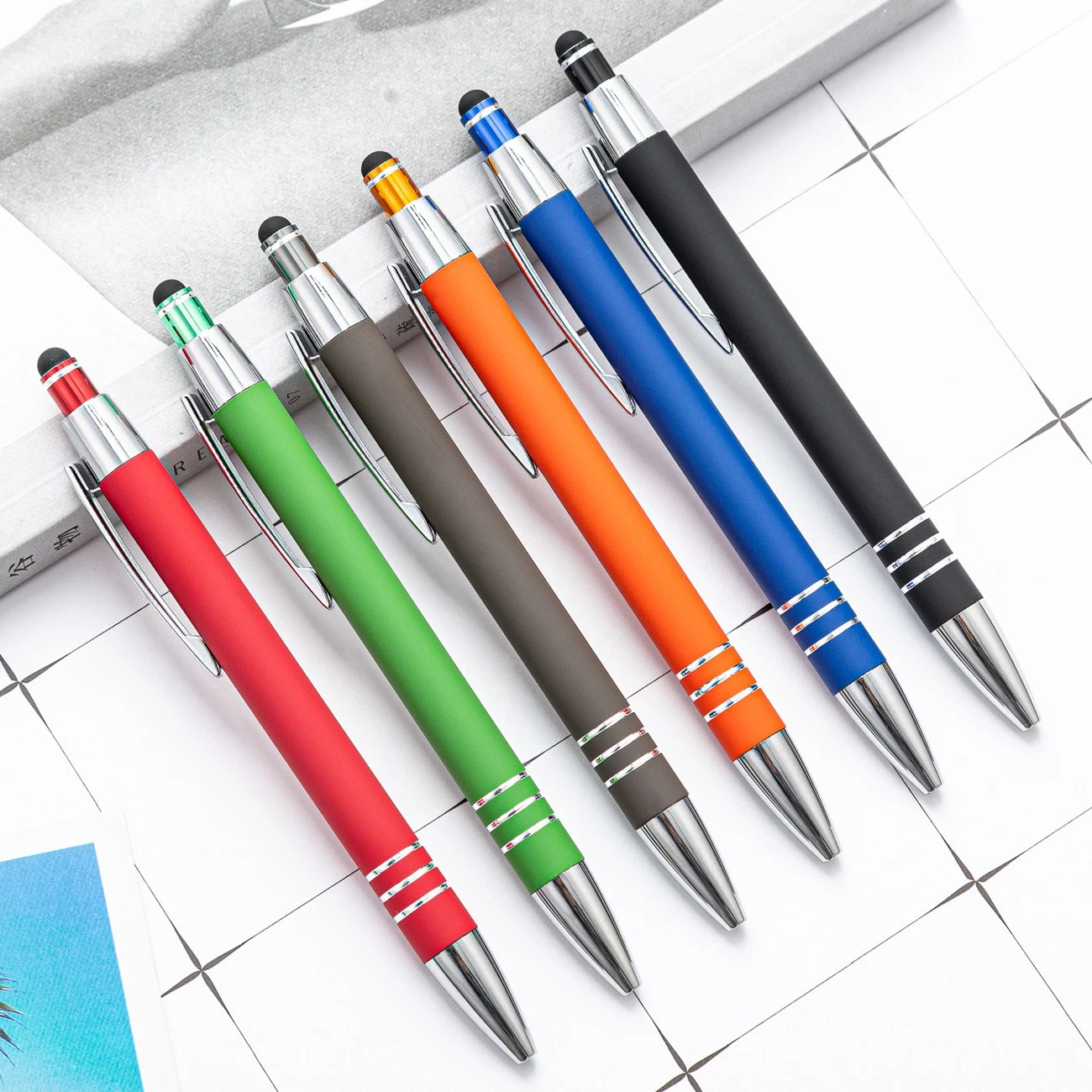 preço de fábrica 2 em 1 Touch Stylus Gift Ball Point Esferográfica com estrutura fina de metal para Tablet PC Smartphone