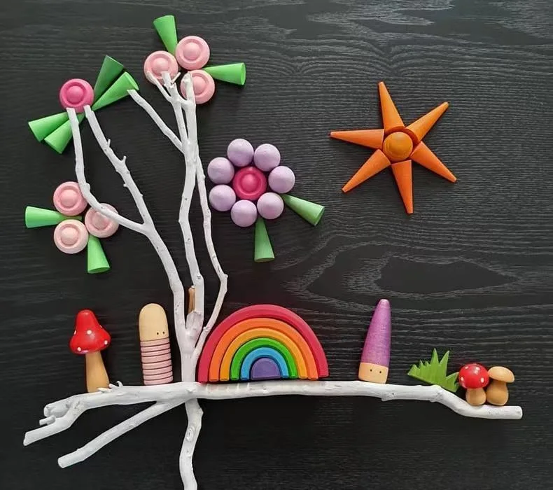 Pädagogische kreative Regenbogen-Baublock Spielzeug für Kinder Bau