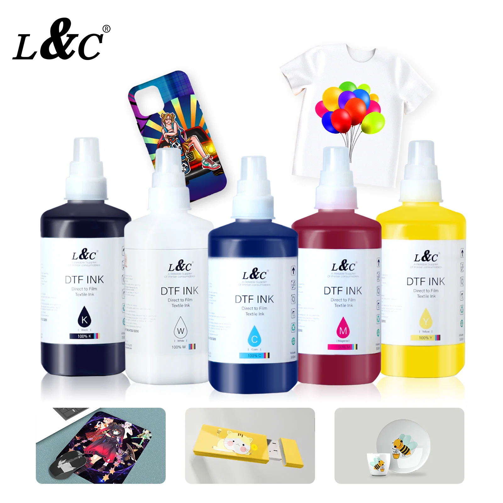 L&amp;C Dtf creador de tinta tinta Dtf Tshirt Dtf 500 ml de tinta de impresora para Epson 805