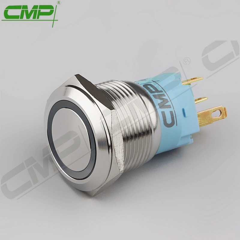 CMP Waterproof 19mm Dia Illuminated Metal Panel Mount Push Button Switch