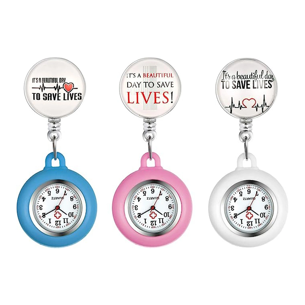 Icen Wholesale/Supplier Silicon Nurse Watch clip-on Hanging Lapel Nurse Watch Montre de poche à broche avec couvercle en silicone