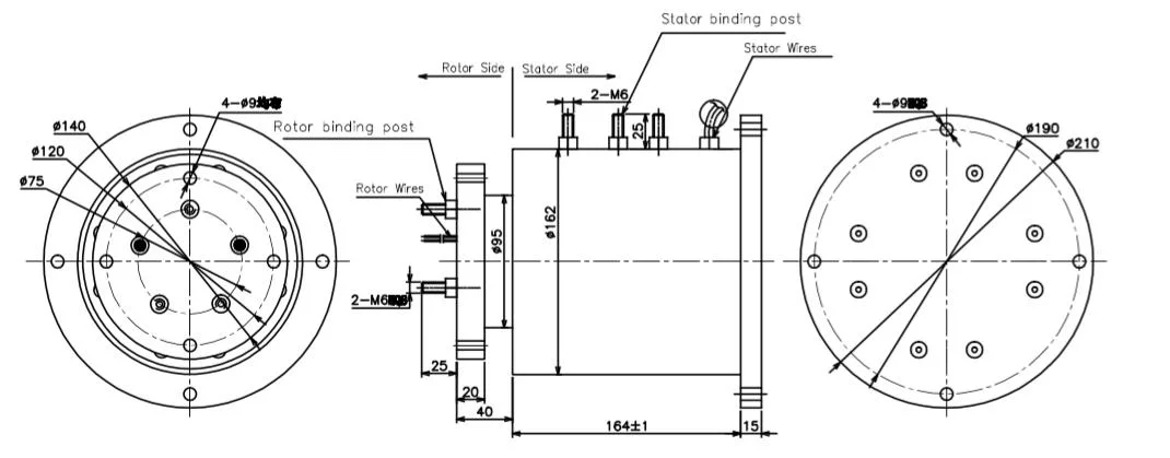 Big Current Rotary Connector /Slip Ring /Rotary Joint up to 200A China