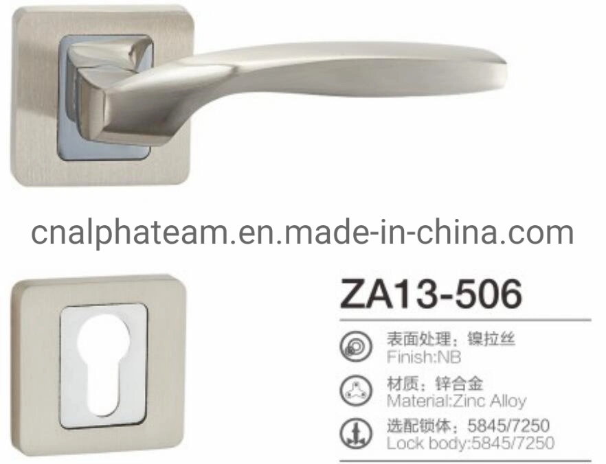 Wholesale/Supplier Satin Nickel Brushed Bathroom Square Lever Door Lock Handle on Round Rosette