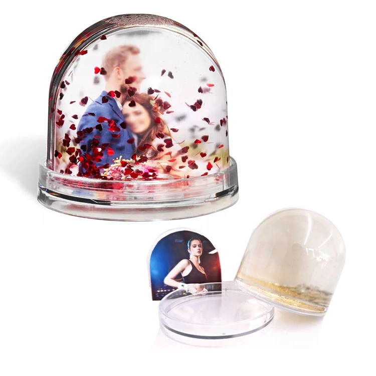 Acrylic Photo Insert Glitter Snow Globe Plastic Photo Frame Snow Globe