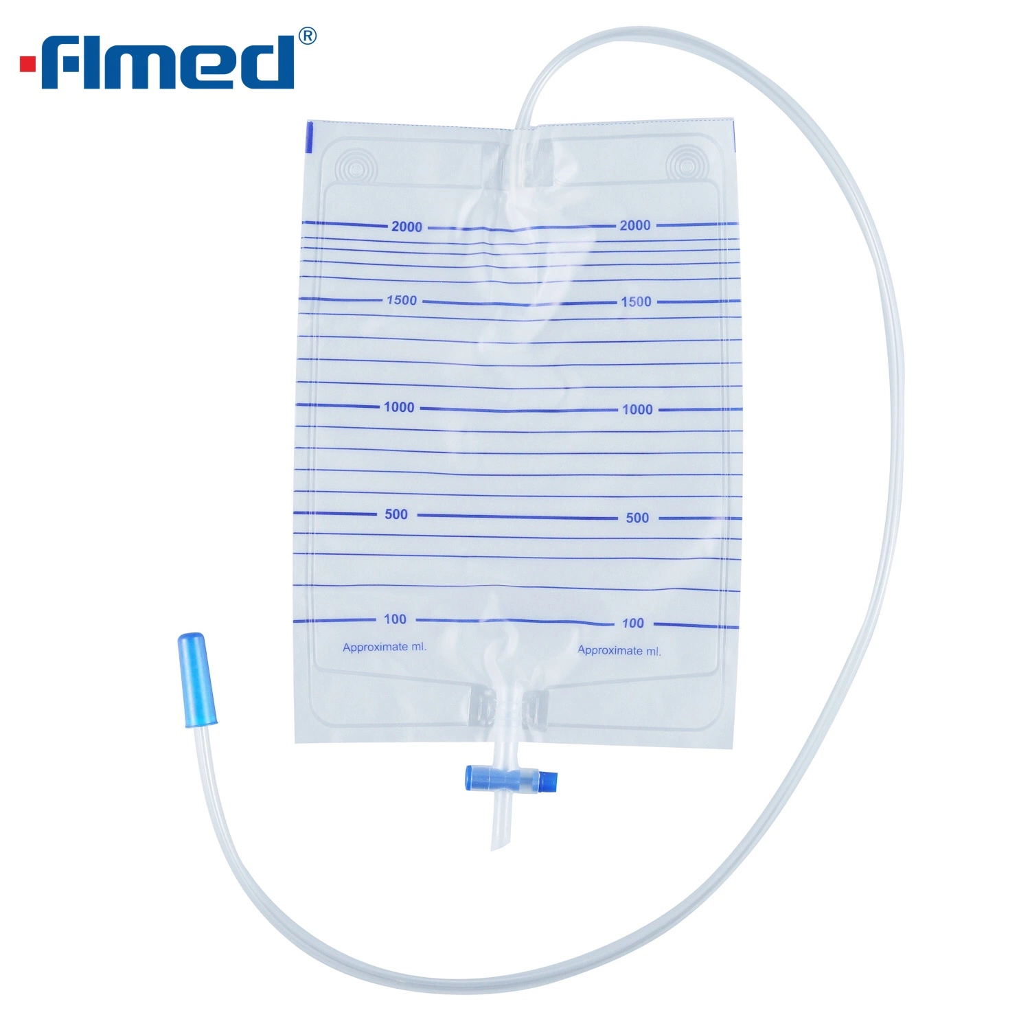 Dispositifs médicaux Utilisation médicale jetable Valve de poussée-tirage Sac à urine de 2000 ml