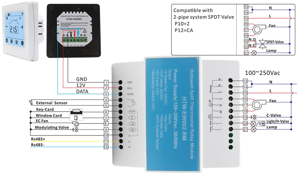 Central Air Conditioner Parts Room Modbus A/C Thermostat for Hotel HVAC System