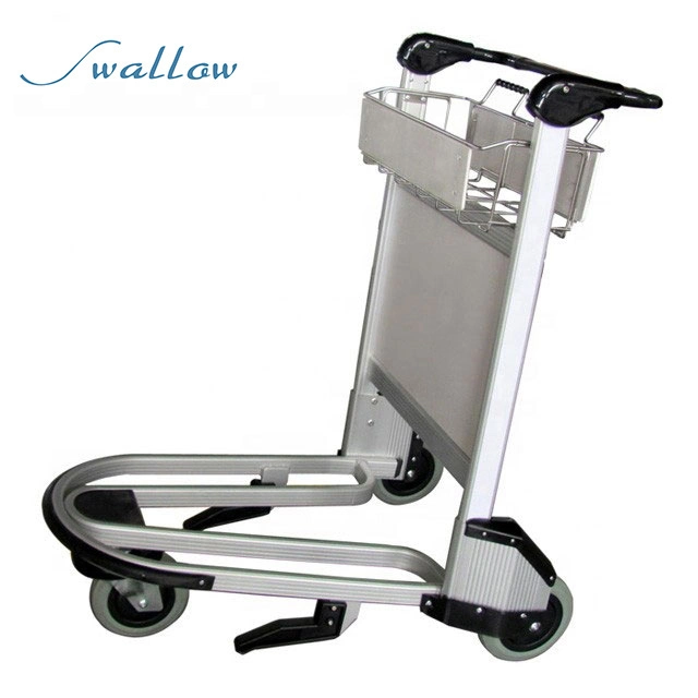 China Airport Passenger Baggage Trolley Cart with Hand Brake, Rubber Wheel Airport Luggage Trolley