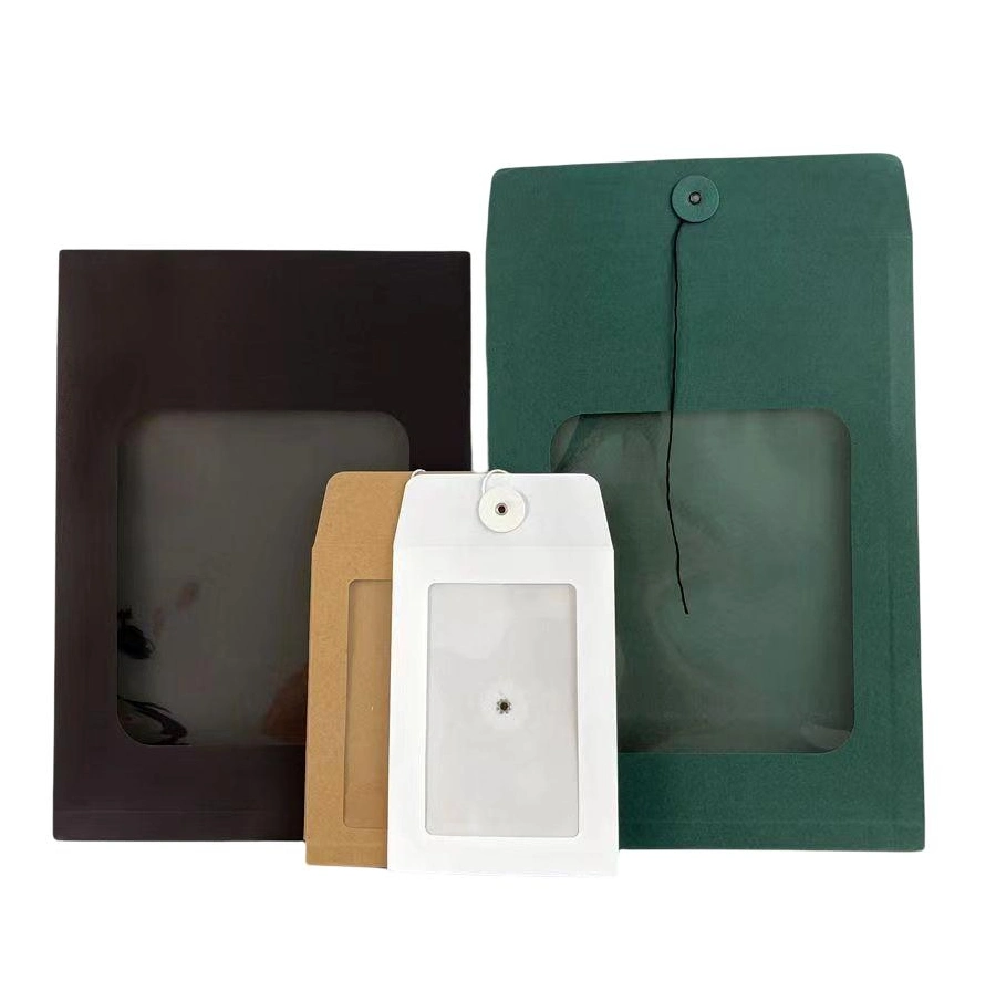 A4 File Bag White/Brown/Black/Green Colors Document Envelope T-Shirt Packaging with Plastic Window
