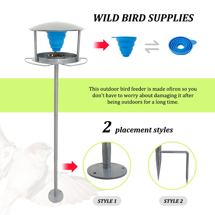 Jh-Mech 3 Pole Sections Automatic Feeder Rubber Bowl Wild Automatic Bird Feeder