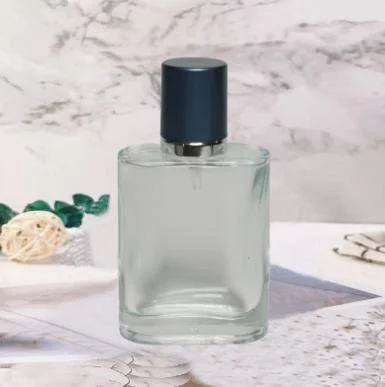 Luxury Empty Clear Fragrance Round Cylinder 50ml Glass Spray Perfume Bottle