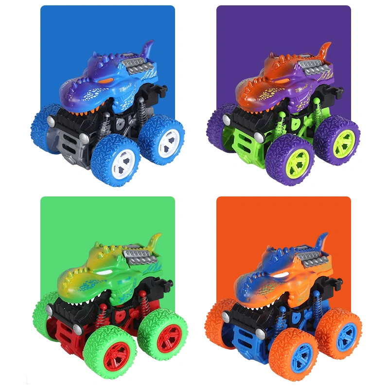 360 Degrees Tumble Swing Inertia Crocodile Toy Truck 1: 36 Children Push and Go Vehicle 4X4 Plastic Friction Power Cars for Kids