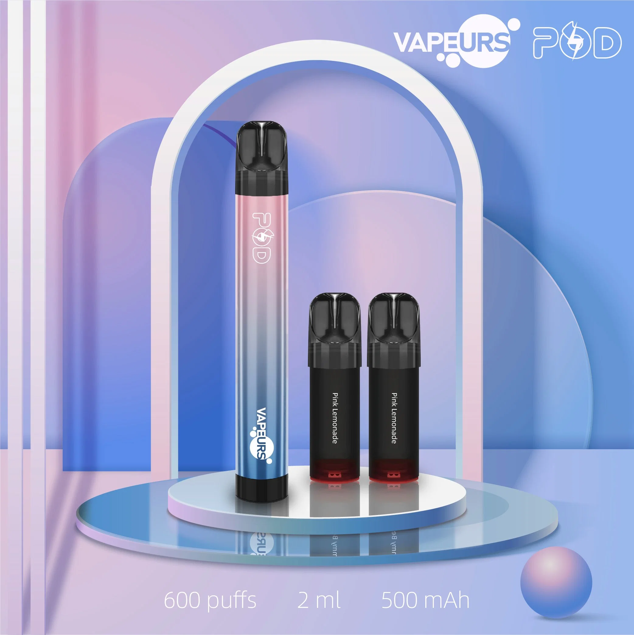 2022 New Arrivals 600 Puff Bars Electronic Cigarette Vape Disposable/Chargeable Pod with Ink Cartridge