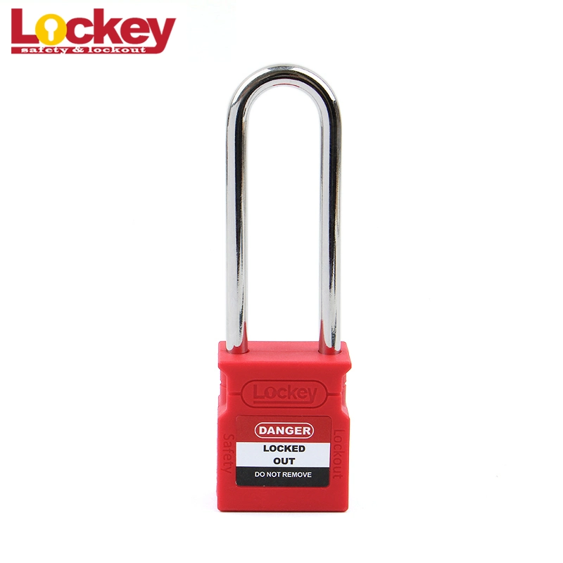 New Designed Safety Lockout Auto-Popup Plastic Padlock with Steel/Nylon Shackle 76mm