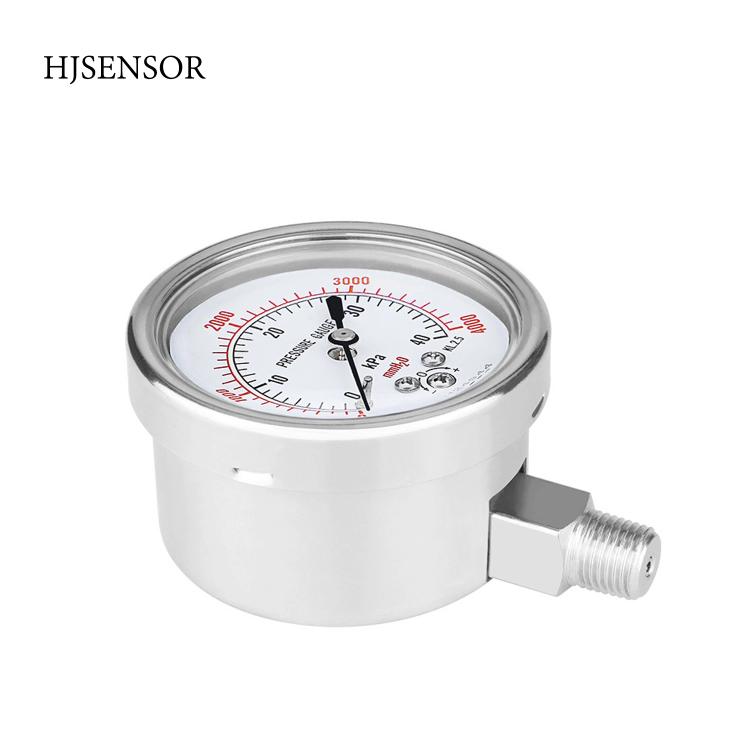 MPa/kPa Exquisite Shockproof Stainless Steel Bimetal Pressure Gauge