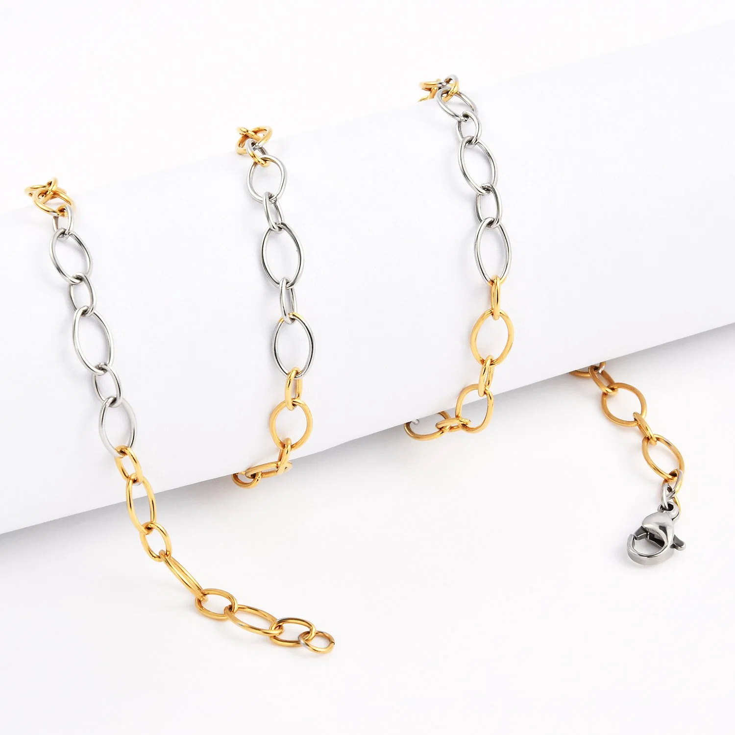 Wholesale/Supplier Fashion Non Tarnish Gold Plated Oval Simple Cable Necklace Bracelet Chains