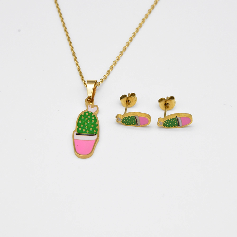 2023 Original Design Cute Ice Cream Series Necklace and Earrings Jewelry Set