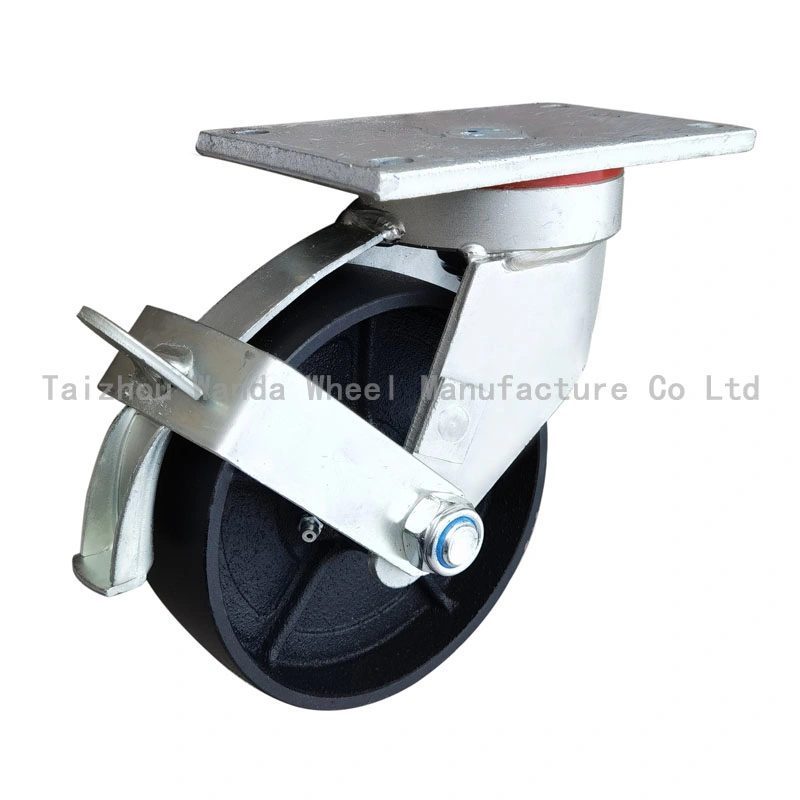 China Manufacturer 8 Inch PU Industrial Solid Caster with Brake