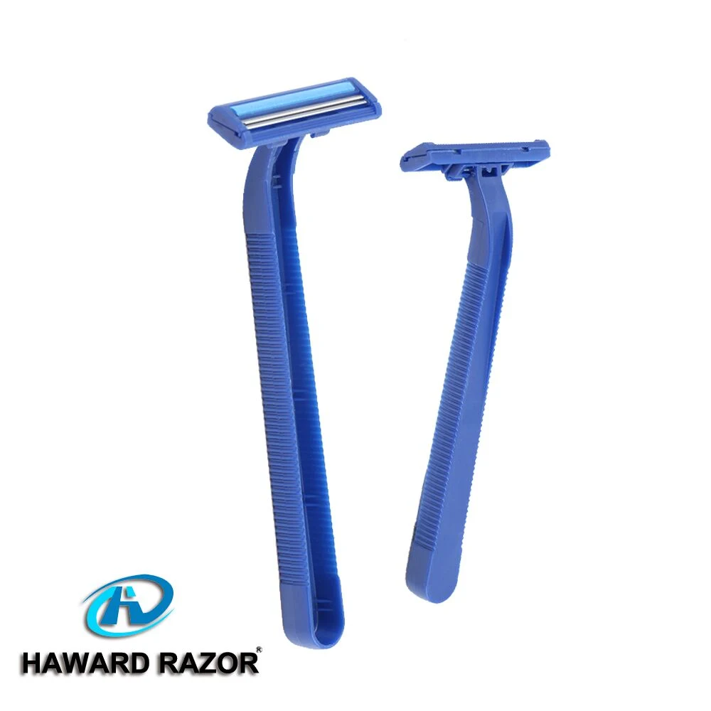 D206L Plastic Handle Two Blades Shaving Disposable Razor with Fixed Head for Men's Shaving