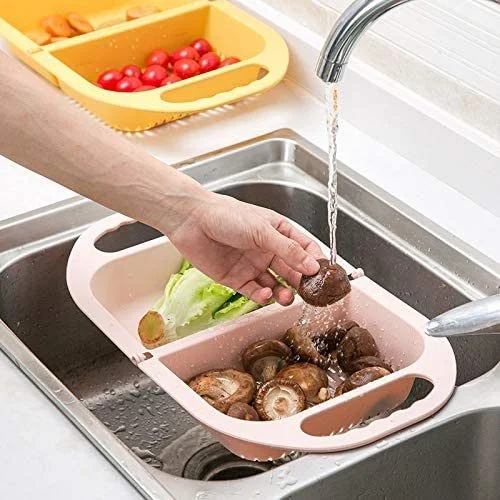 Washing Colander Strainer Foldable Basket Double Sided Kitchen Fruit Basket Washer Drainer Bl15621