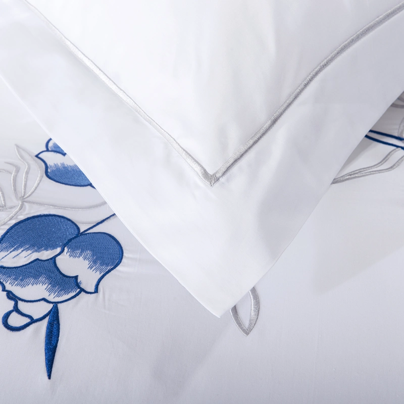 OEM Simple-Style White Stickerei Baumwolle Bettwäsche Sets Quilt Cover Für das Hotel