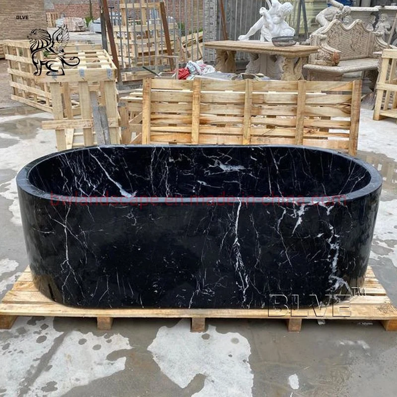 Manufacturer Wholesale/Supplier Bathroom Nero Marquina Bath Tubs Freestanding Black Marble Bathtub Shower Room